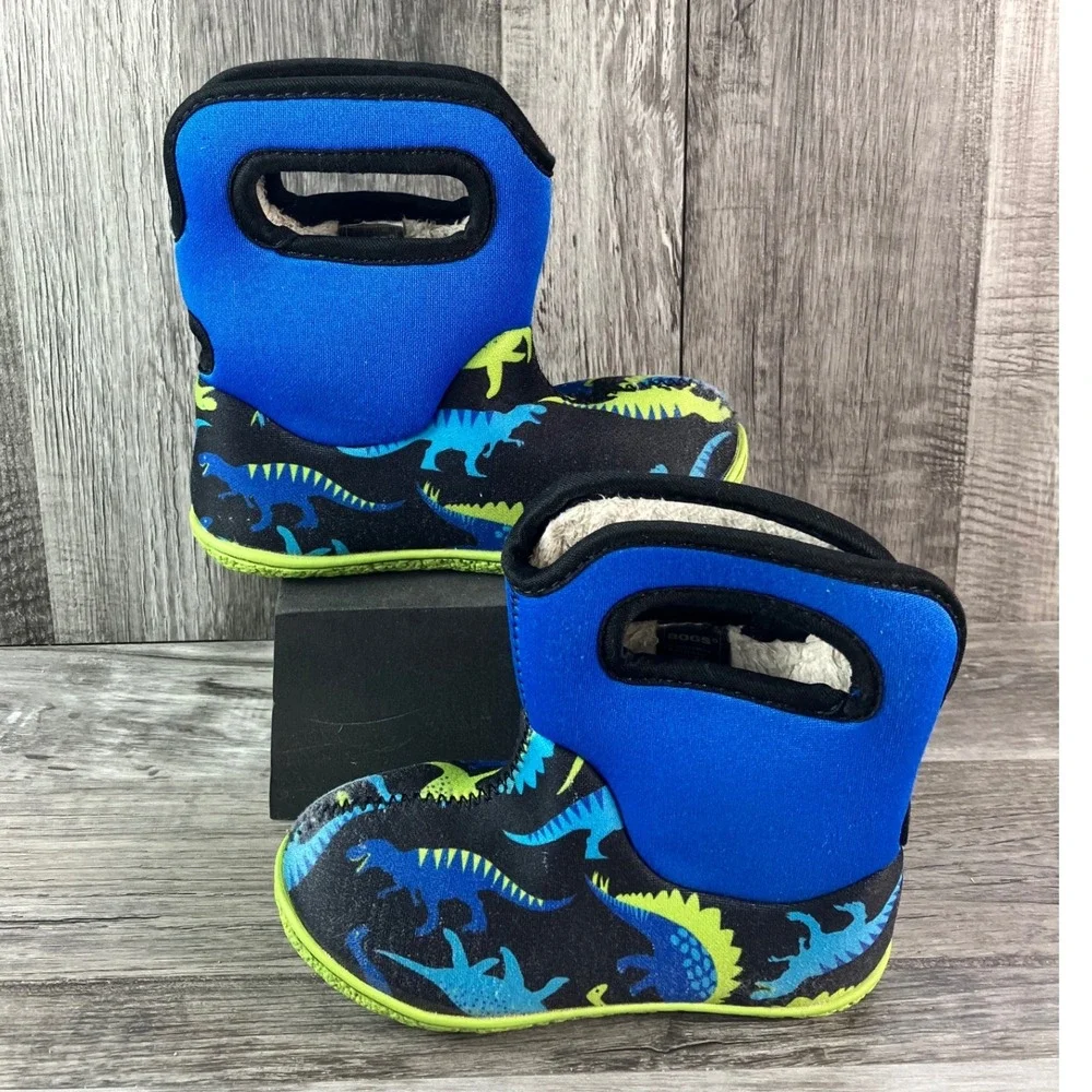 Bogs Baby Dino Waterproof Insulated Boots Blue Green Infants 8 72165I-430